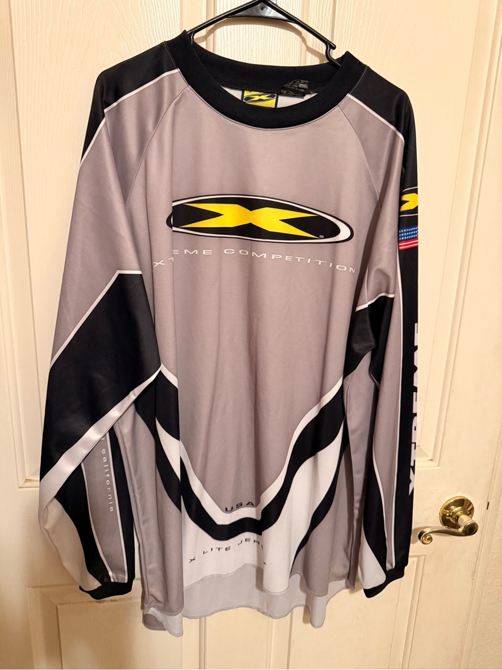 Men's Gray and Black Performance Long-Sleeve Shirt/motorcycle Jersey